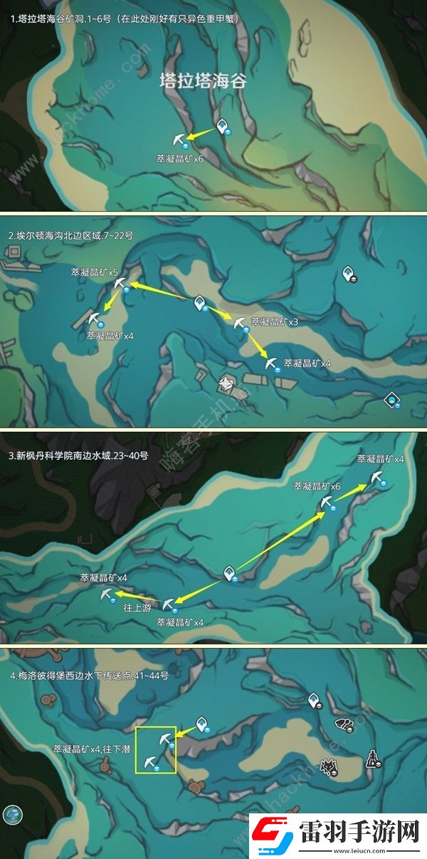 原神4.6楓丹萃凝晶礦收集路線圖