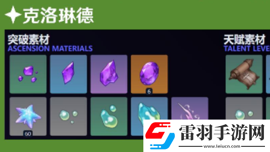 原神克洛琳德突破材料