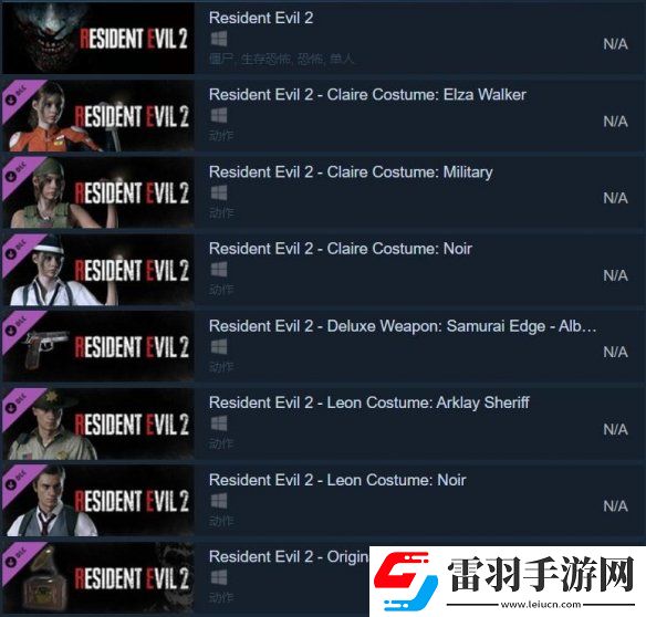 生化危機重制版三部曲上線Steam平臺