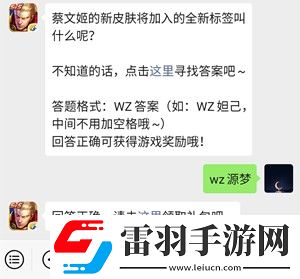 蔡文姬的新皮膚將加入的全新標(biāo)簽叫什么呢