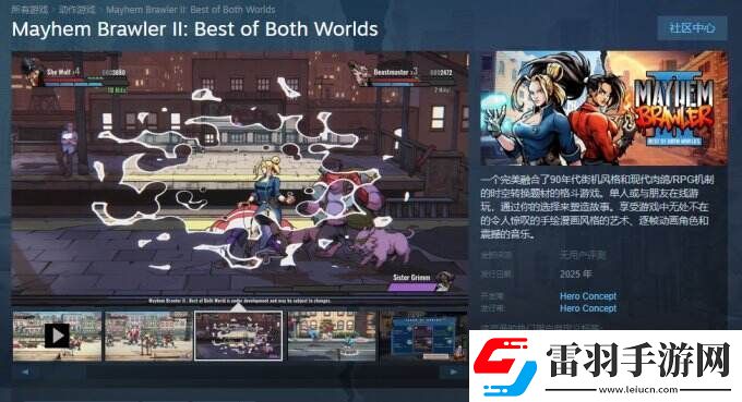 街機(jī)風(fēng)動(dòng)作游戲混亂斗士2上架Steam