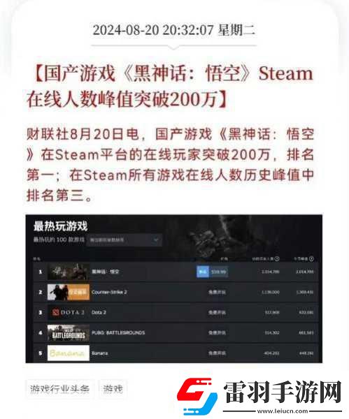 黑神話悟空銷量火爆WeGame平臺或已近百萬大關(guān)！