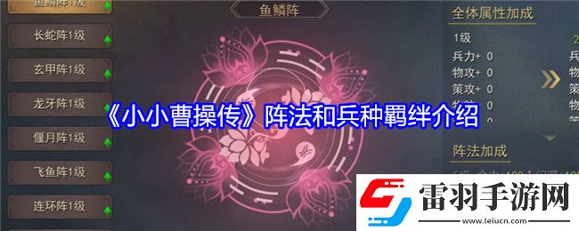 小小曹操傳陣法和兵種羈絆介紹