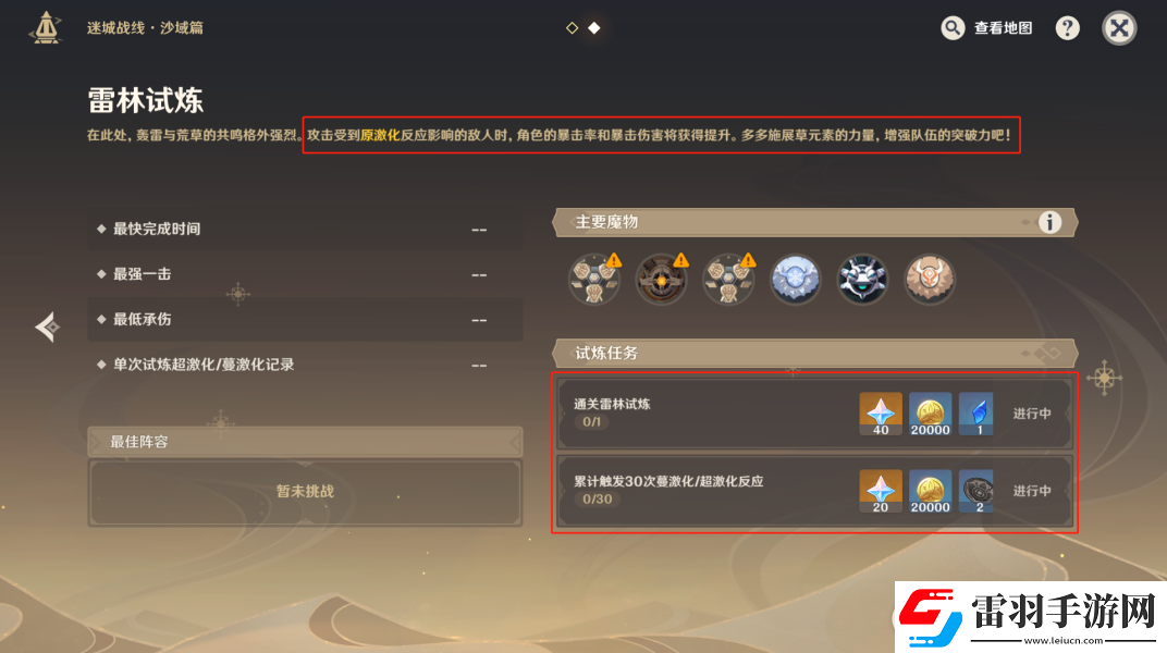原神雷林試煉攻略陣容推薦