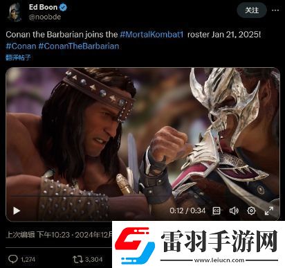 真人快打1新角色“野蠻人柯南”明年1月上線